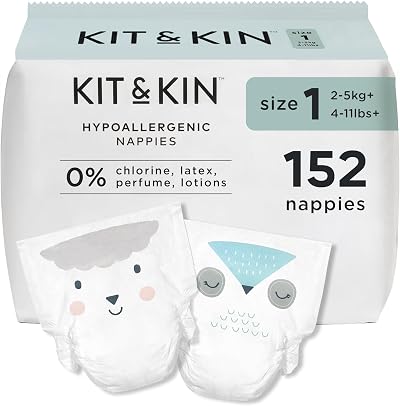 Kit & Kin Premium Baby Nappies Size 1 Newborn 152 Nappies