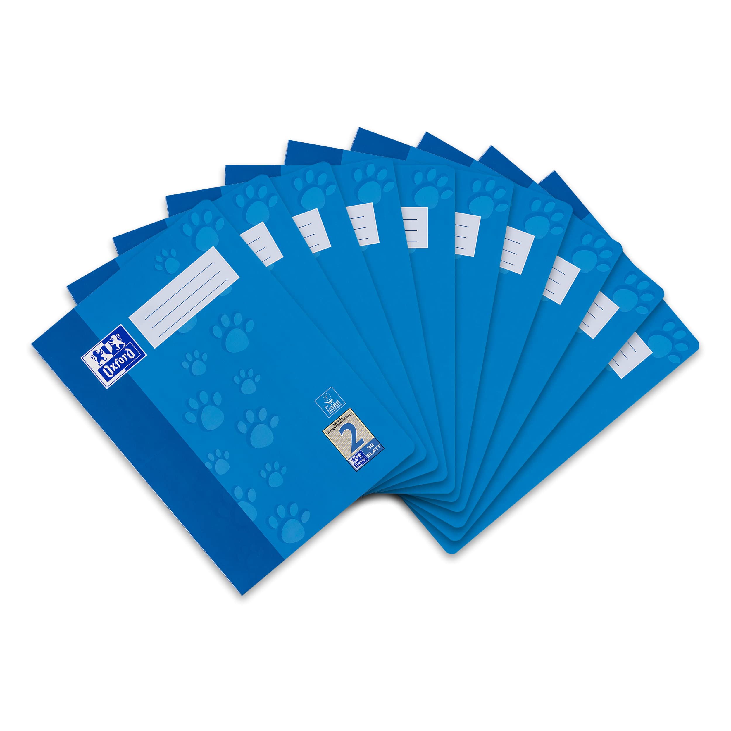 Oxford A4 School Exercise Book - 32 Pages 90 g/m² - Optic Paper Ruling 2 - for 2nd Grade Pack of 10 Pack of 10