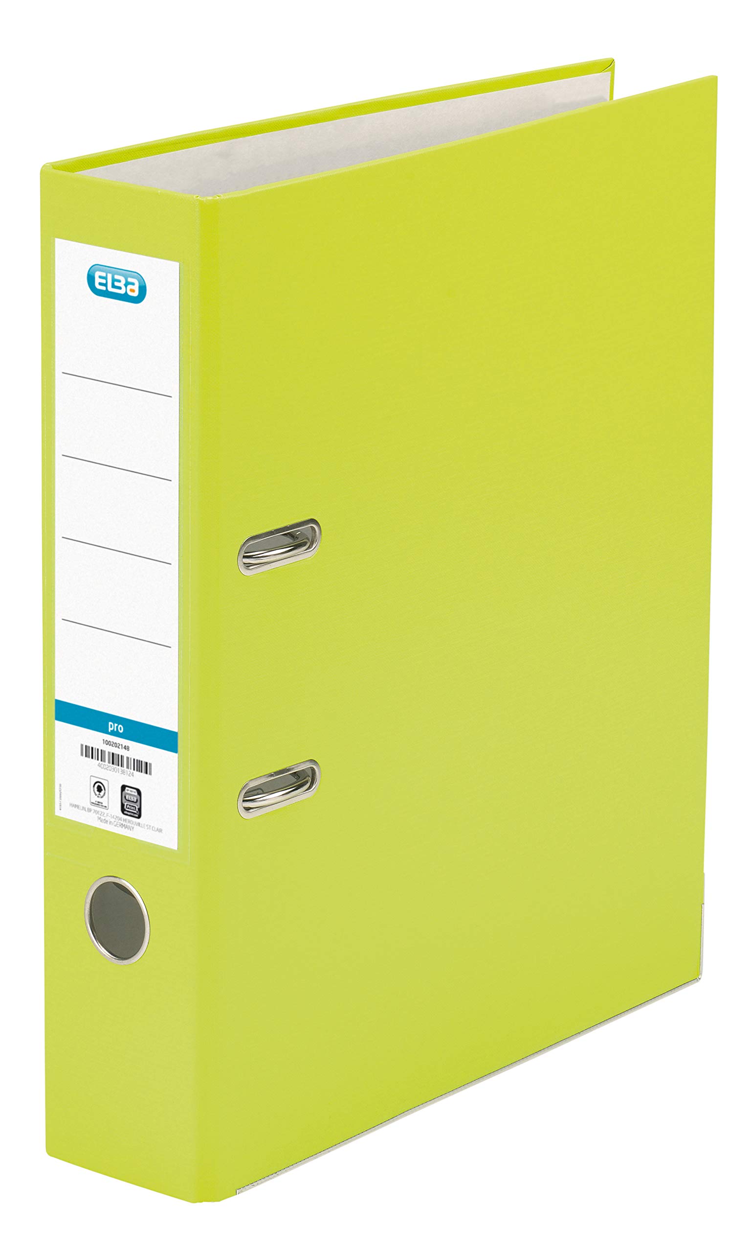 Elba Rado Top Lever Arch File Coloured Polypropylene/Roll F, L80 mm, Green