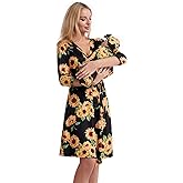 Galabloomer Maternity Robe and Baby Receiving Blanket,Matching Mommy Labor Delivery Robe and Swaddle Set