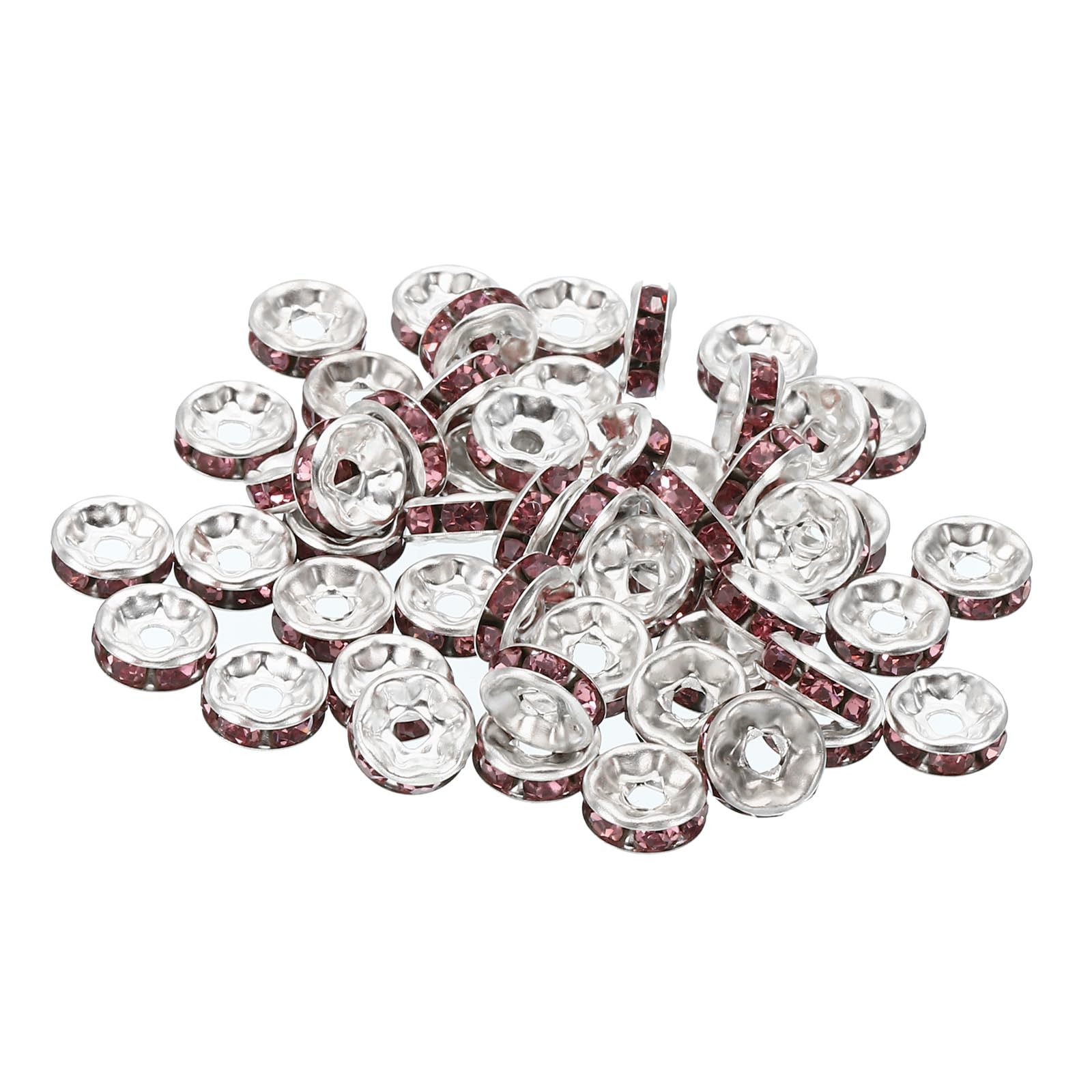 PATIKIL 8mm Spacer Beads, 100pcs Bead Spacers Rondelle Spacer Beads Rhinestone Charm Small Round Bulk Glass Beads Crystal for Making Bracelets Necklaces DIY, Purple