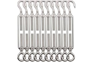 TooTaci M4 Turnbuckle Hook and Eye, 10pcs 304 Stainless Steel Turnbuckle Wire Tensioner, Adjustable Turnbuckles for Cables Wi