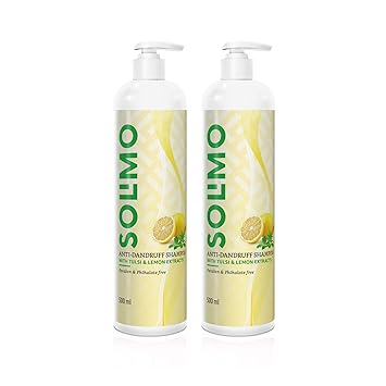 Amazon Brand - Solimo Anti Dandruff Shampoo with Tulsi & Lemon, 500 ml (Pack of 2)