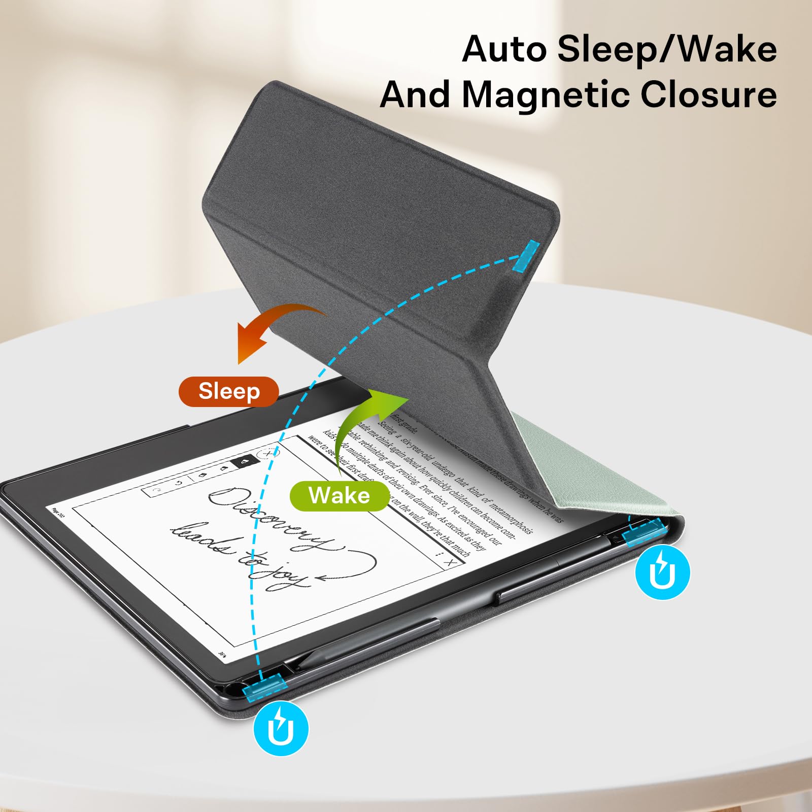 CoBak Stand Case for Kindle Scribe - Premium Folio Leather Cover with Pen Holder, Auto Sleep/Wake - Compatible with 10.2 Inch Kindle Scribe (2022/2024 Release)