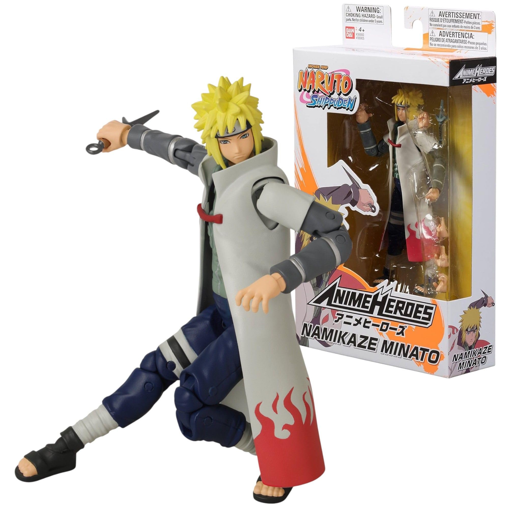 ANIME HEROES Naruto Action Figure Namikaze Minato | 17cm Namikaze Minato Figure With Extra Hands And Accessories | Naruto Shippuden Anime Figure | Bandai Action Figures For Boys And Girls