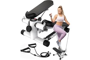 Yagud Steppers for Exercise at Home, Mini Stair Stepper with Resistance Bands, Portable Under Desk Stepper Workout Step Machine 300 lbs Weight Capacity