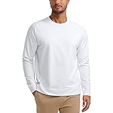CRZ YOGA Mens Crewneck Sweatshirts French Terry Athletic Workout Sweat Shirts Casual Pullover Tops with Zipper Pocket
