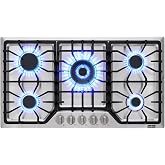 AMZRVSTUDIO 30 inch Gas Cooktop with 5 Italy SABAF Powerful Burners.Max 48,300 BTU/hr Built-in Gas Stove top of 304 Stainless steel,NG/LPG Convertible,ETL.