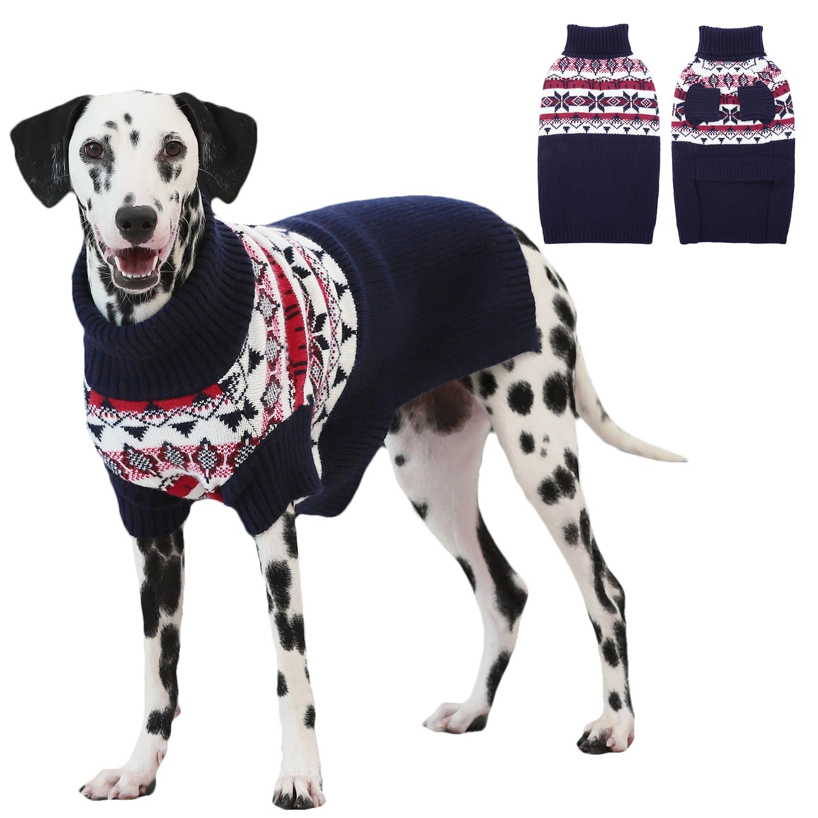 IECOii XL Dog Jumper,Large Dog Christmas Sweater,Warm Pullover Knitwear For Male Female Dogs,Holiday Turtleneck Sweater For Large Dogs Boy Girl,Blue Dog Sweater For English Bulldog,Corgi,Boxer,X-Large — image 1