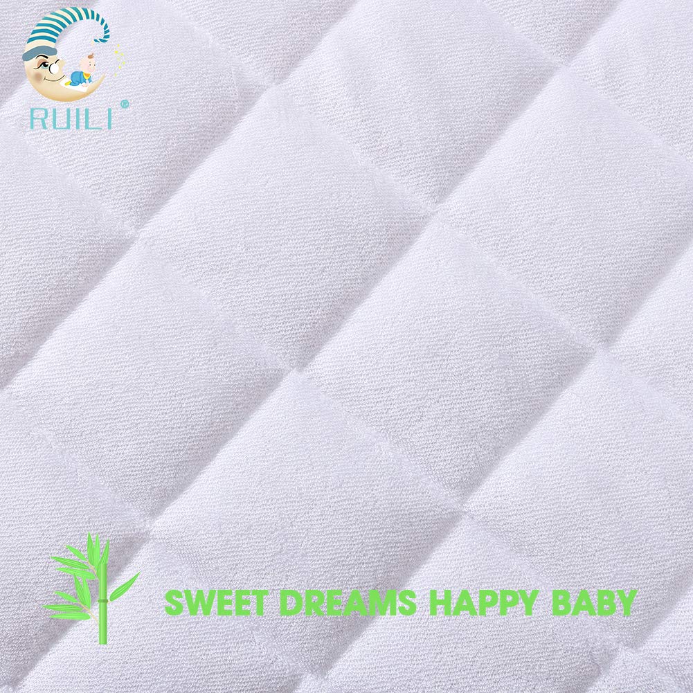2 Pack Quilted Fitted Waterproof Crib Mattress Protector, Soft Breathable Organic Bamboo Baby Waterproof Mattress Pad, Natural Vinyl Free Mattress Cover for Stains Proof : Baby