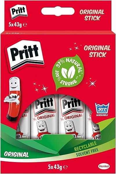 Pritt Glue Stick 5x 43g Child-Friendly School Office Craft Art Adhesive