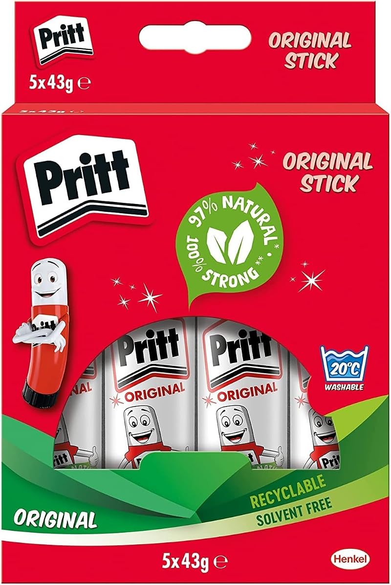 Pritt Glue Stick 5x 43g Child-Friendly School Office Craft Art Adhesive
