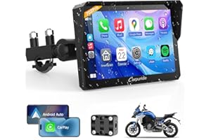 Carpuride W702PRO for Motorcycle CarPlay& Android Auto& Dual Bluetooth - 7" Waterproof GPS Navigation Screen for Motorbike, Music Sharing, Intercom, EQ, Light Sensor, Compass, Barometer