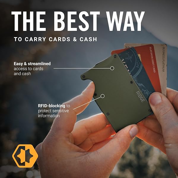 THE RIDGE WALLET FOR MEN – SLIM MINIMALIST COMPACT WALLET AND CARD HOLDER, RFID PROTECTED FRONT POCKET WALLETS FOR MEN WITH INTEGRATED MONEY CLIP (MATTE OLIVE)