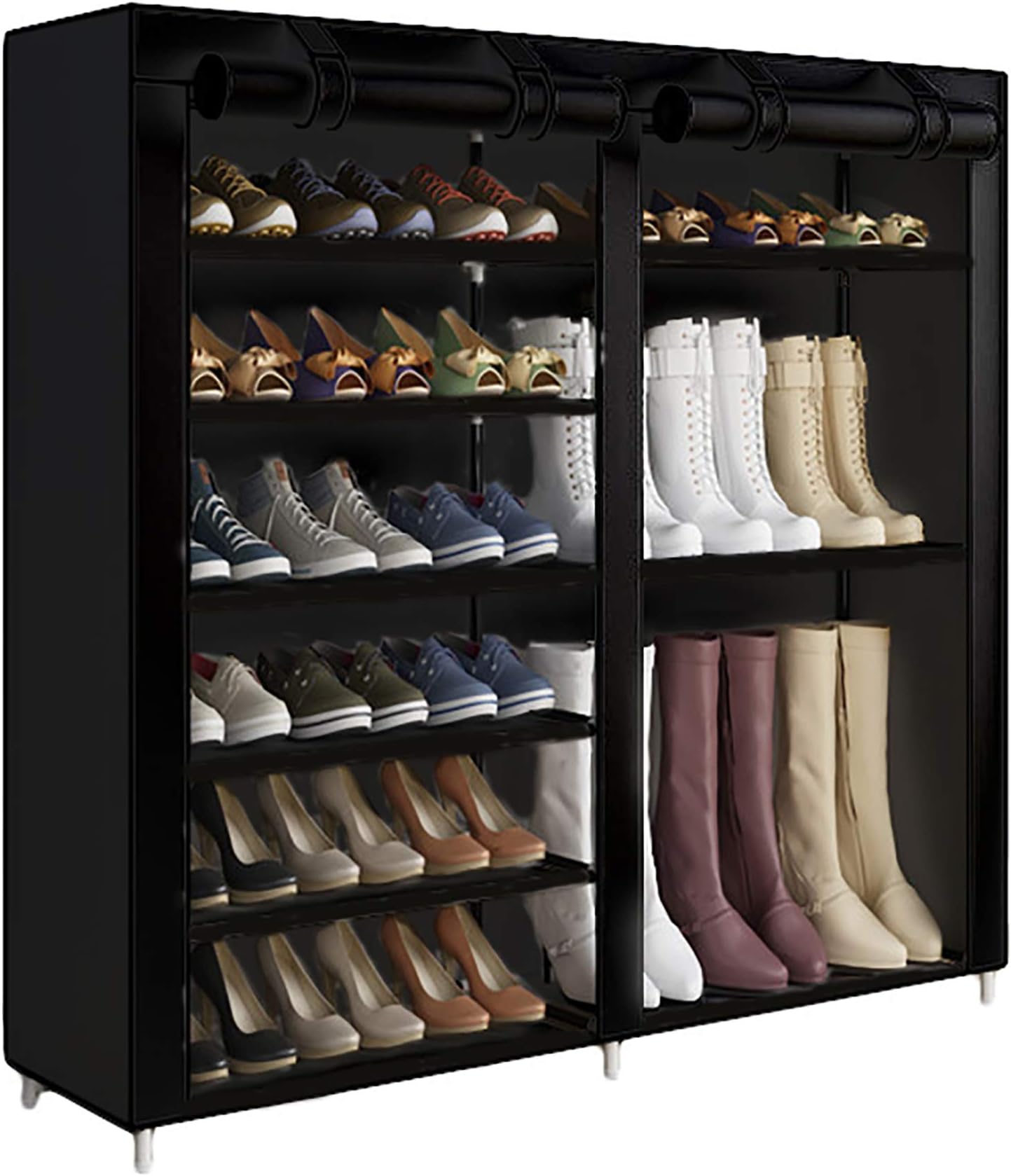 UDEAR Shoe Rack Boot Style 27 Pairs 6 Tier Entryway Shoe Organiser Black