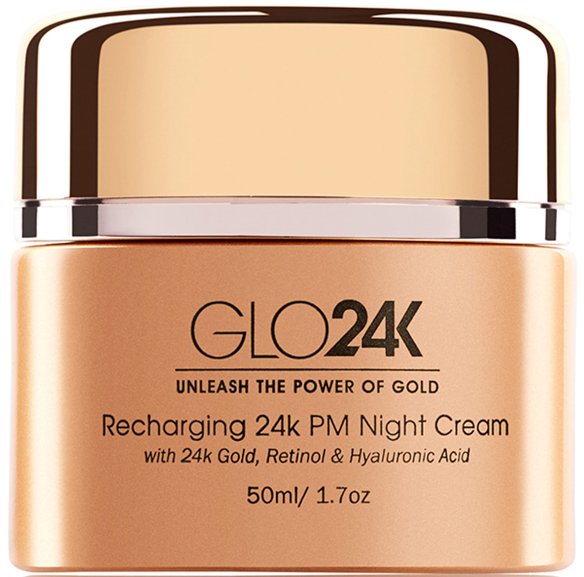 GLO24K Retinol Night Cream with 24k Gold, Anti-Aging Formula with Hyaluronic Acid