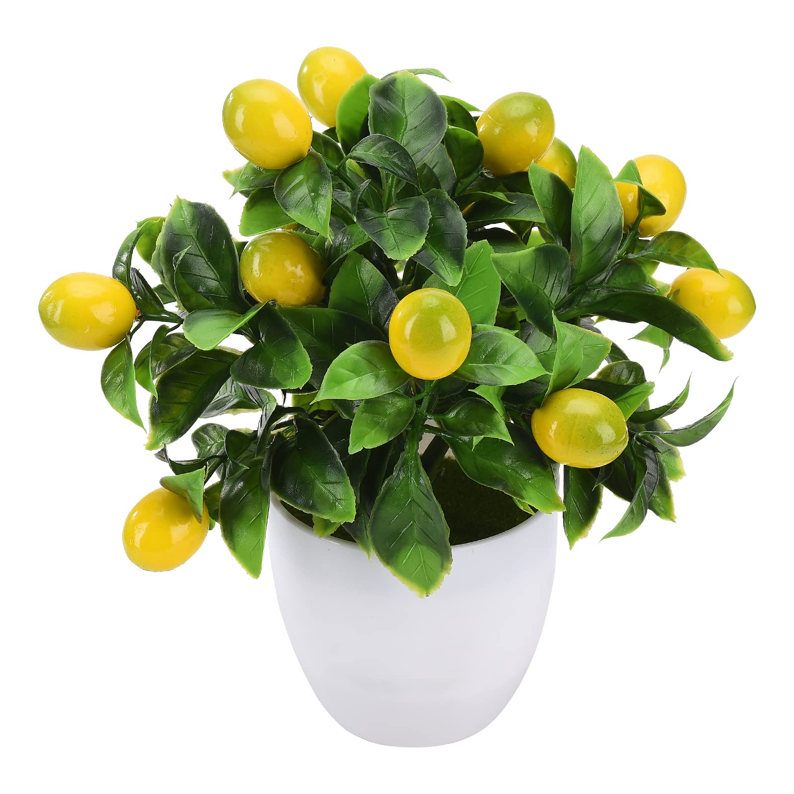 TITA-DONG Artificial Lemon Tree Plant Decor, Artificial Lemon Potted, Fake Green Pot Plants Flowers Ornaments Mini Potted Lemon Tree Fake Lemon for Home Office Decorations(Yellow)