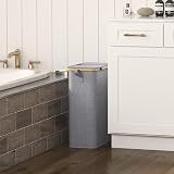 Lifewit 50L Slim Laundry Basket with Lid Grey Narrow Foldable Hamper view 2
