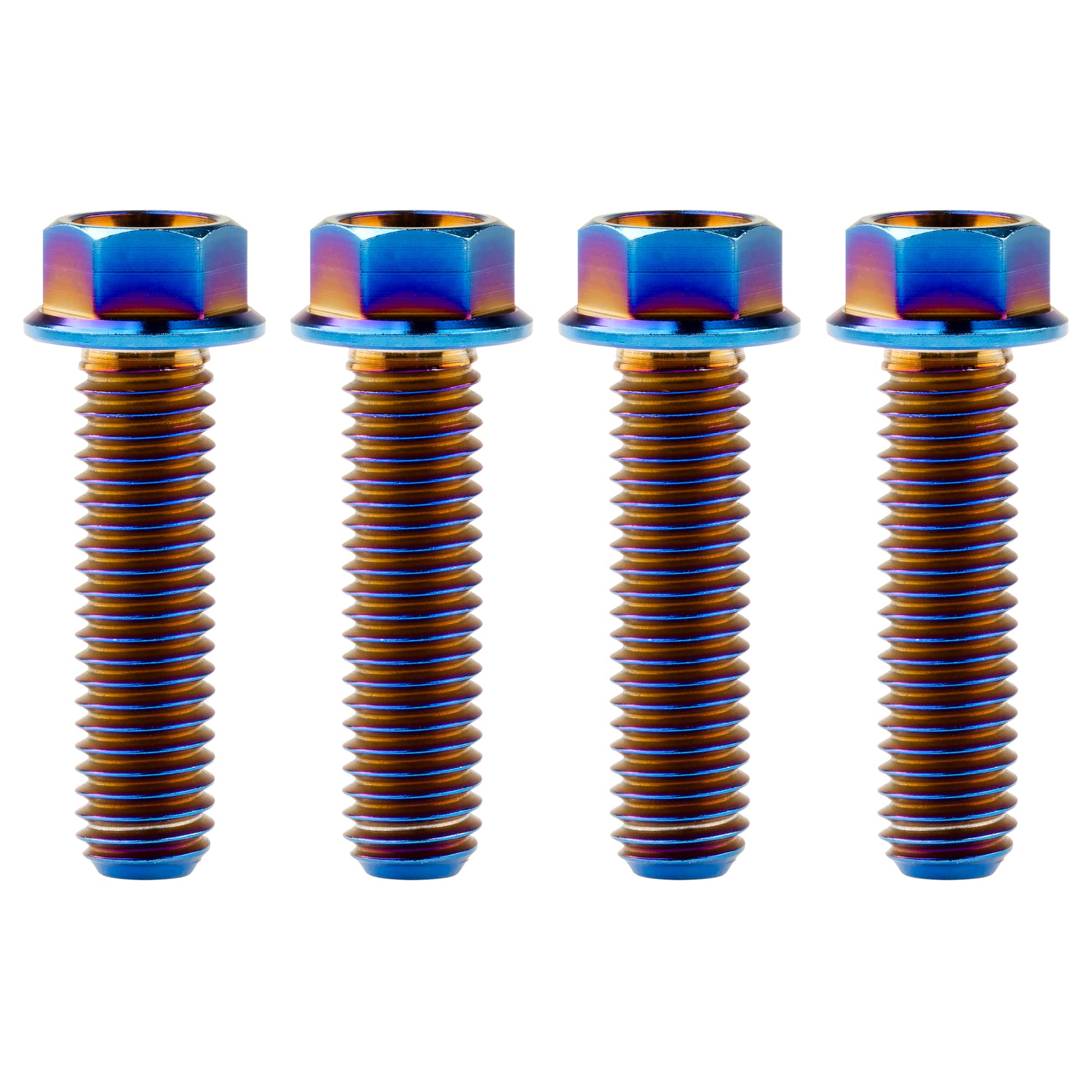 Wanyifa Titanium Hex Small Flange Head Bolt M8 15 20 25 30 35 40 45 50 55 60 65mm x1.25mm Pack of 4 (M8x30mm, Fire Blue)