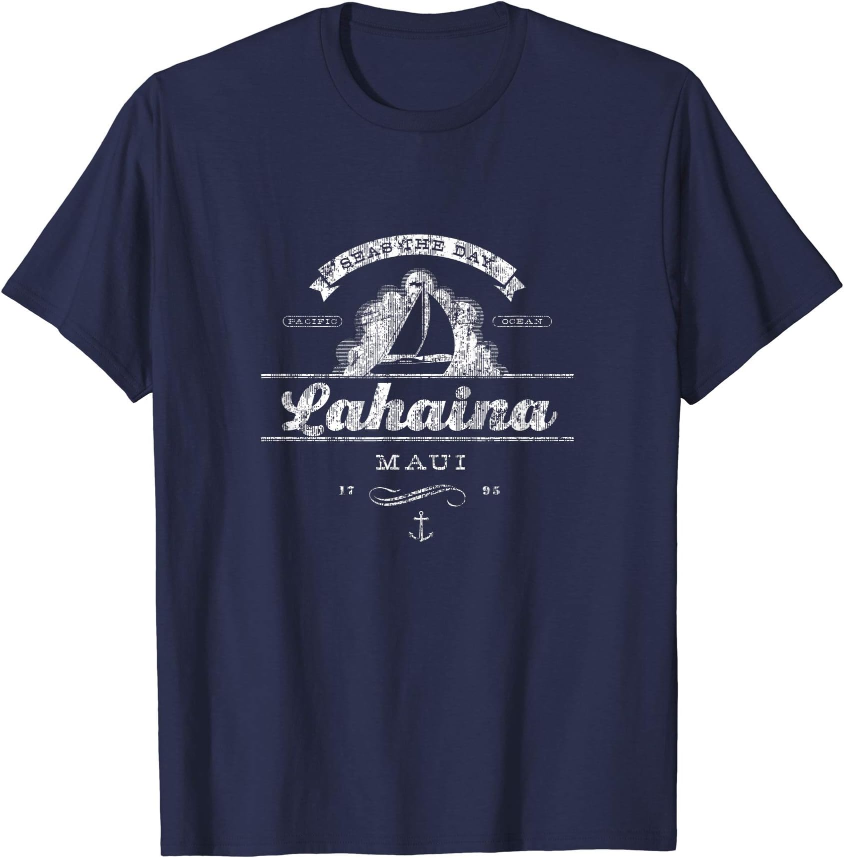Lahaina Maui HI Sailboat Vintage Nautical T-ShirtOEKO-TEX STANDARD 100