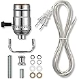 Silver DIY Lamp Kit - Rewire or Repair Table & Floor Lamps, Includes 3 Way Socket, 12 Foot Cord & Hardware