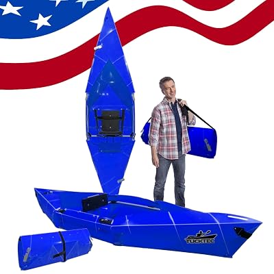 Tucktec 8' Jr. Foldable Kayak - 225 lb. Capacity, 2-Minute Set Up, Lightweight & Portable Kayaks - Made in USA - Blue