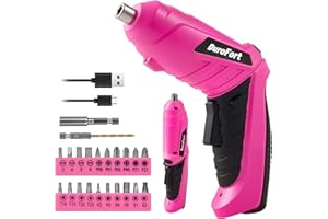 Pink Cordless Electric Screwdriver Set, 3.7V Rechargeable Small Electric Drill with 25pcs Driver Bit Set, Power 3Nm Screw Gun