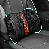 BYMECOST Lumbar Support Pillow for Car, Memory Foam Car Seat Back Support Pillow for Driving, Back Cushion with Strap for Pain Relief, Ergonomic Back Cushion for Office Chair, Wheelchair (Black)