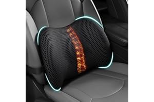BYMECOST Lumbar Support Pillow for Car, Memory Foam Car Seat Back Support Pillow for Driving, Back Cushion with Strap for Pain Relief, Ergonomic Back Cushion for Office Chai, Wheelchair (Black)