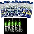NA 8 Packs/40 Hooks Size 1#/2#/3#/4# Luminous Sabiki Rigs Fishing Flasher Lures Bait Rigs Fish Skin Glow Fishing Lure Fishing Beads High Carbon Hooks for Fresh/Saltwater