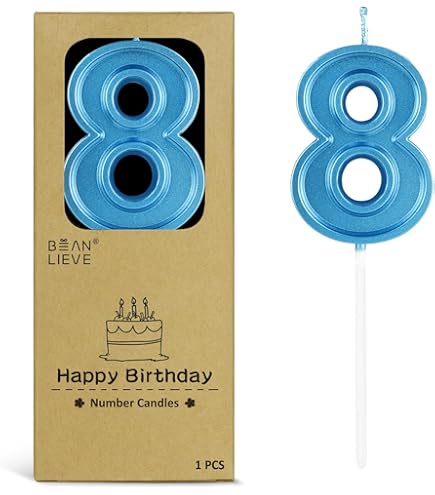 BEAN LIEVE Blue Number 1 Birthday Candles - Large 2.76 Inch Cake Candles For Parties & Celebrations