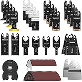152PCS Oscillating Tool Blades Kit – Titanium Multi Tool Blades & Sandpaper for Wood & Metal Cutting | Quick Release, Univers