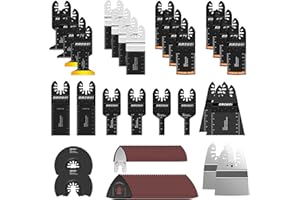 152PCS Oscillating Tool Blades Kit – Titanium Multi Tool Blades & Sandpaper for Wood & Metal Cutting | Quick Release, Univers
