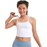 CRZ YOGA Girls Butterluxe Double Lined Camisole Crop Tank Tops - Dance Yoga Athletic Casual Spaghetti Y Back Kids Teen
