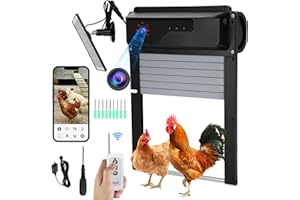 DGAVXA 𝙐𝙥𝙩𝙤𝙙𝙖𝙩𝙚 Automatic Chicken Coop Door with HD1080P Camera，Solar Powered Chicken Door with 5000mA Battery Storage,Remote Control, APP Control, Timer,Chicken Coop Camera with Night Vision