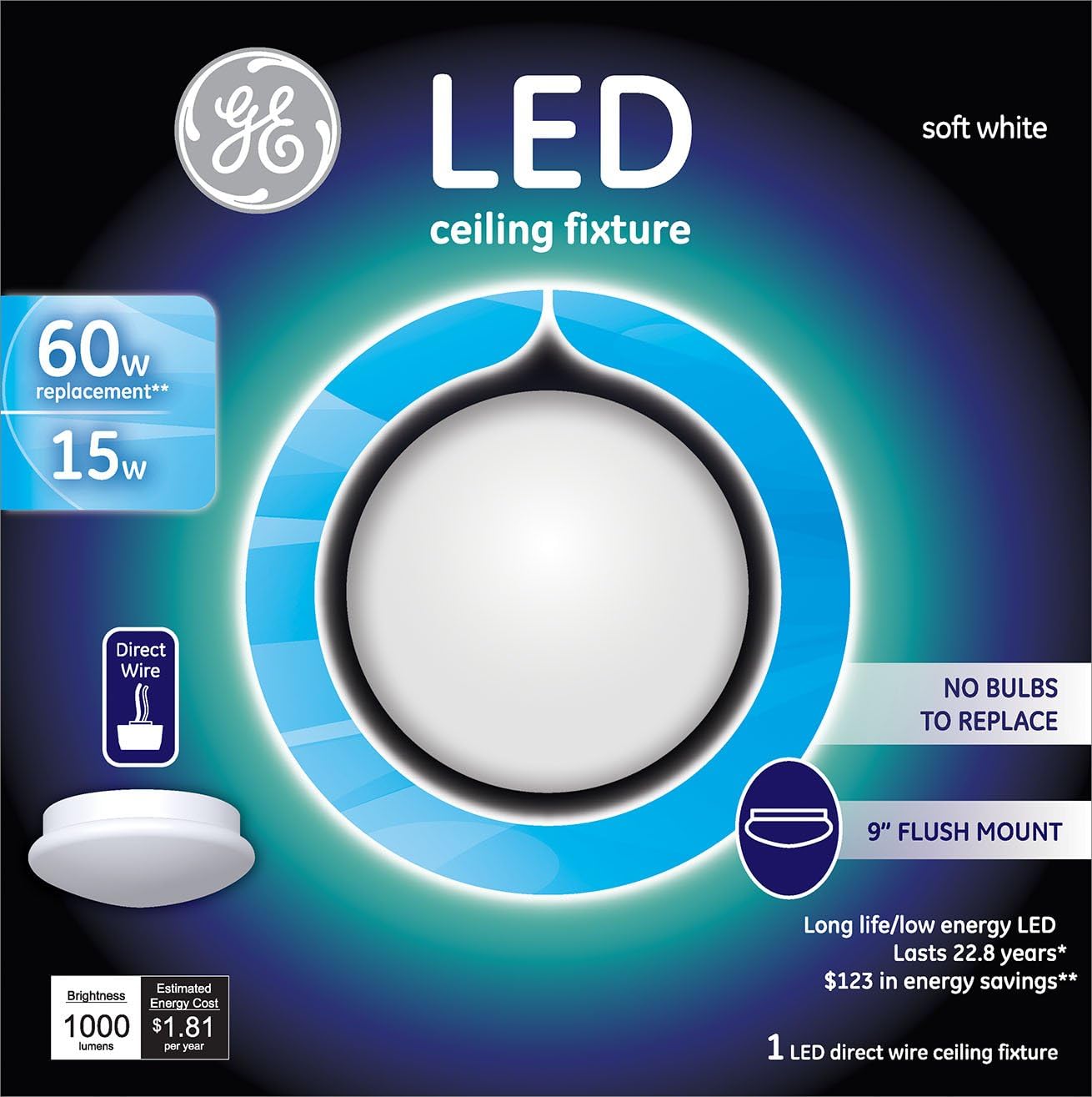 ge cool white led 19 flush mount