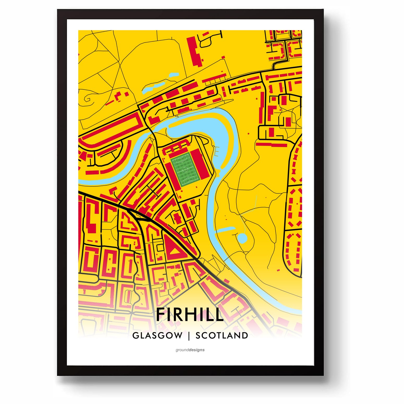 GroundDesigns PARTICK THISTLE FC Football Gift FIRHILL Stadium Art Map Unframed A3 Print PTFC