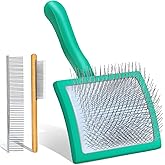 COZYGIFT Large Slicker Brush Set for Medium & Long Hair & Curly Coat Dogs & Cats, Goldendoodles, Doodles & Poodles, Wooden Br