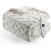 CAROMIO Heated Throw Blanket - Thick Tufted Sherpa Electric Blanket Throw with 10 Heating Levels and 10 Time Settings, ETL Certified Machine Washable Fast Heating Blanket Throw 50"×60", Off White