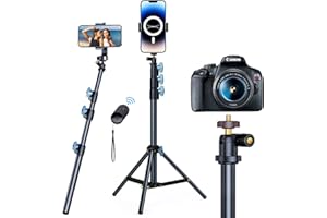 andobil 67.15" Magnetic Tripod for iPhone, Stable Aluminum Tripod for Camera, Cell Phone Tripod Stand with Remote, iPhone Tripod Stand - Travel Tripod for iPhone 15 14 Pro Max//13/12/GoPro/Camera