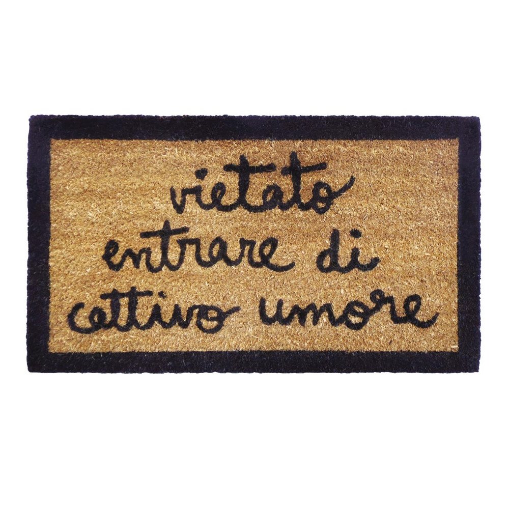 Laroom Doormat Design Vietato Entrare di Ugly Umore, Jute and Non-Slip Base, Brown, 40 x 70 x 1.8 cm