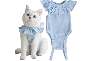 KUKASTER PET Cat Recovery Suit for Abdominal Wounds and Skin Diseases,Breathable Surgical Recovery Shirt After Surgery Wear Anti Licking Wounds,E-Collar Alternative for Female Cats Kitten(RSC01-blue-m)