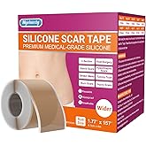 Silicone Scar Sheets Medical Grade Silicone Scar Tape for Surgical Scars 1.77" x 157" 4M Wider Silicone Tape for Keloid Scars, Hypertrophic, C-Section, Tummy Tuck, Surgery and Burn Scar Patches