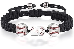 XOYOYZU Baseball Number Bracelets for Men Athletes Jersey Number Bracelet Handmade Braided Adjustable Bracelets Personalized Baseball Gifts for Men