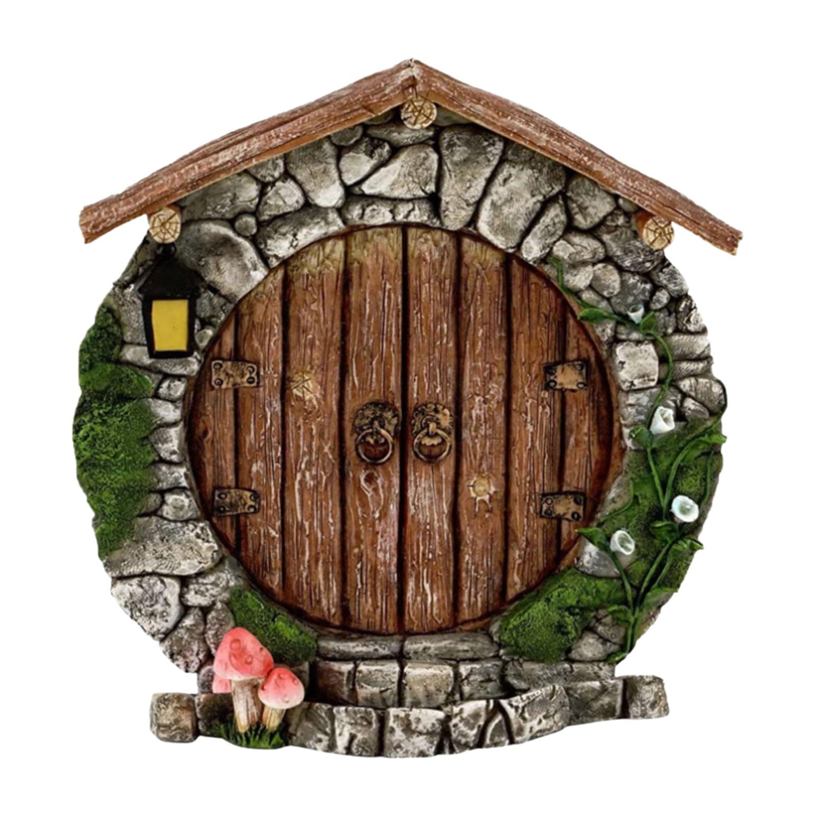 Jowxsx Brown Fairy Garden Doors and Windows for Trees Mini Fairy Statues Wall and Trees Outdoor Wooden in The Yard Garden Sculptures and Outdoor Statues Doors and Windows