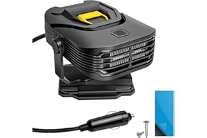 LARDERGO Car Heater, 2-in-1 Quickly Melt Frost & Clear Fog on Windshield, 12V 200W Portable Defroster with 360° Rotation, Cigarette Lighter Plug in for All Car - Black/Yellow