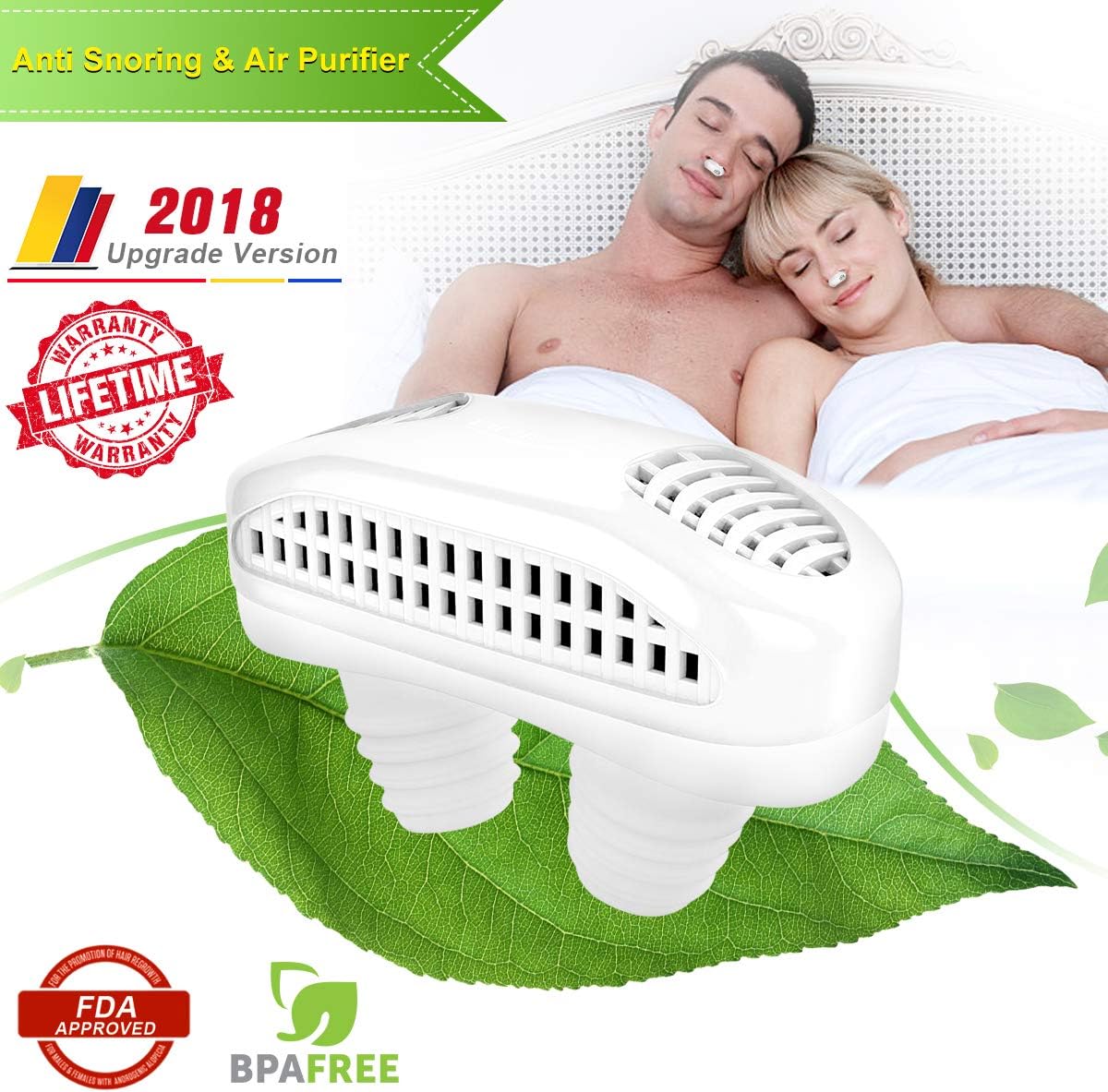 2-in-1 Anti Snoring Devices, Snoring Solution Nasal Dilator Air Purifier Filter Nose Vents Plugs Clip Stop Snoring Aids Snore Stopper Reduce Snoring Sleeping Aid Device For Ease Breathing (White)