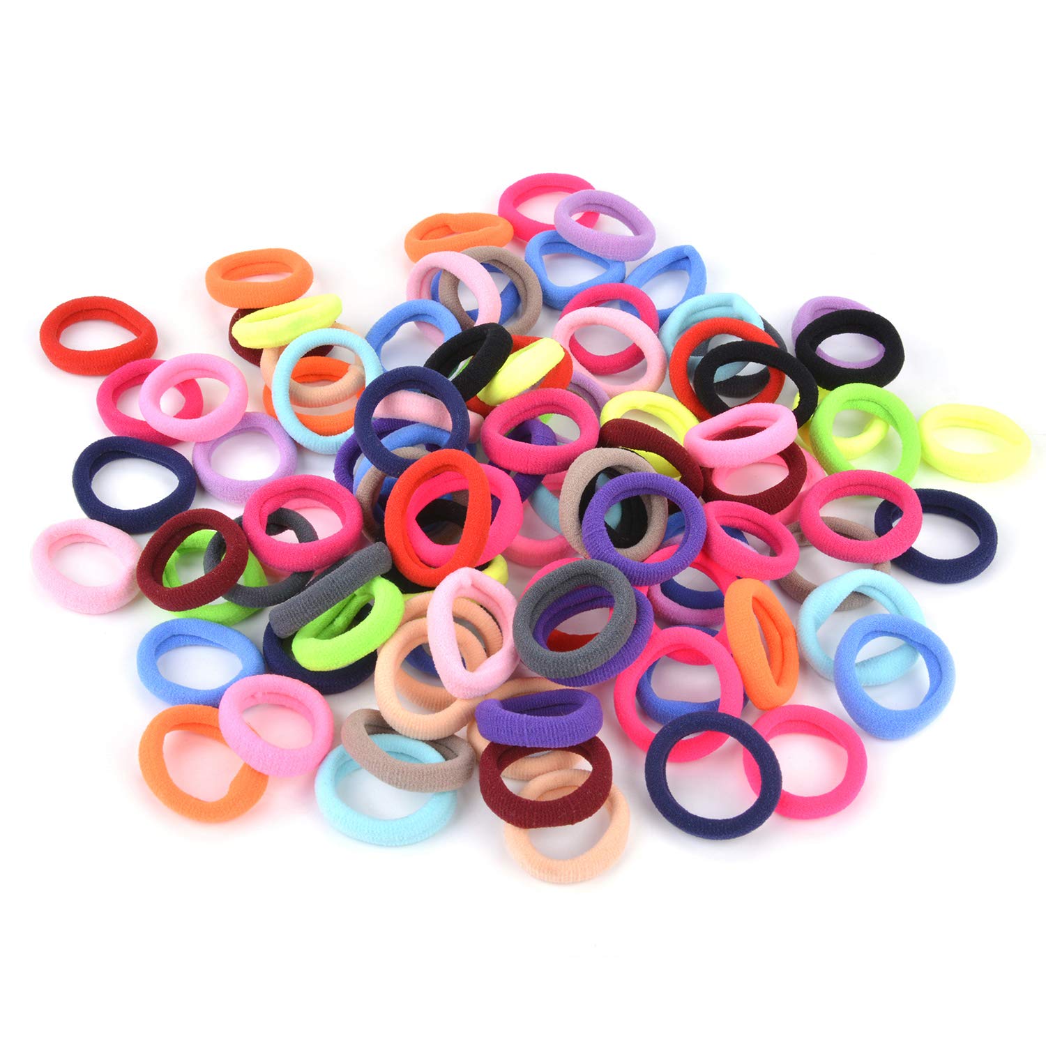 Zoylink 100pcs Hair Ties Cute Elastic No Crease Tiny Hair Bands