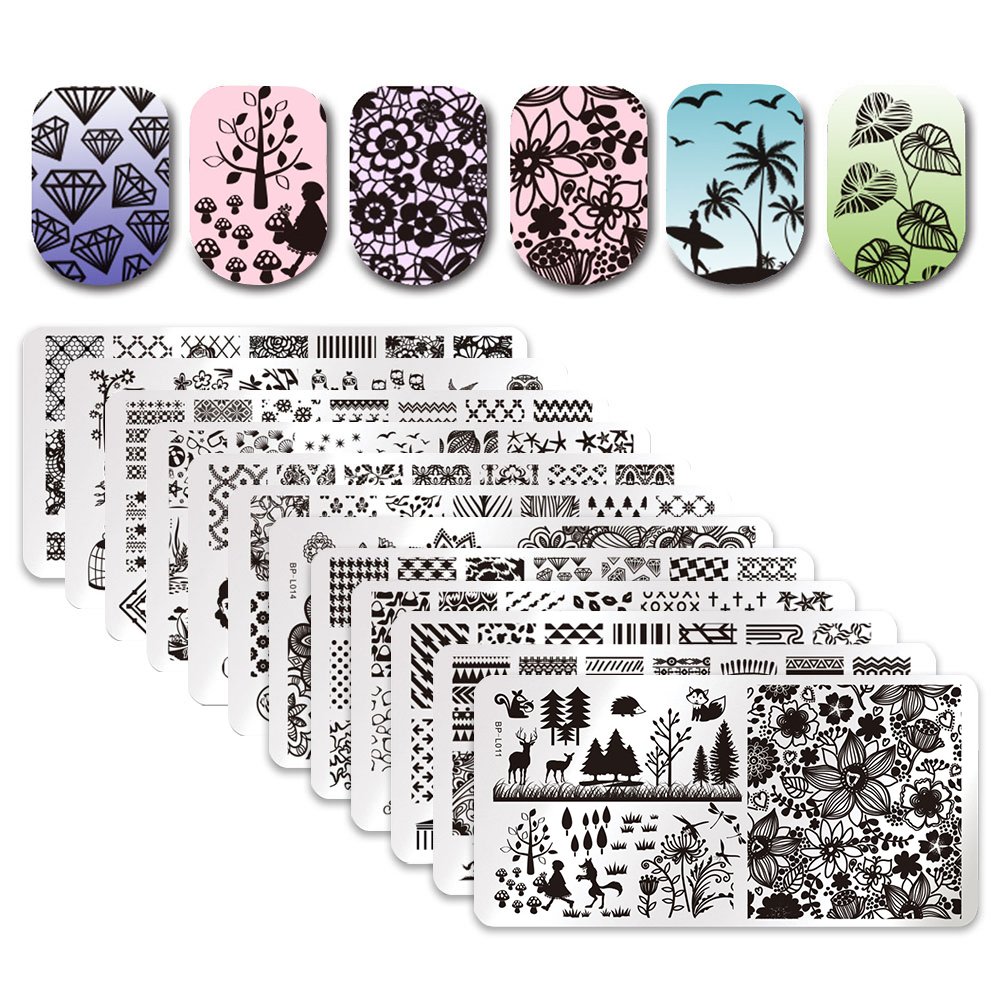 Born Pretty 12Pcs Nail Art Stamp Stamping Template Christmas Snowflake Image Plates DIY Nail Art