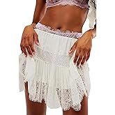 Women's Y2k Lace Half Slip Skirt Low Rise Pleated Ruffle LaceTrim Mini Skirt Layered Flowy Short Skirts Underskirt